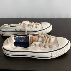 Converse All Star, Cream with Ruched Back, Size 7